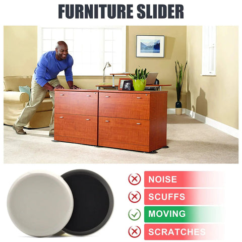 Heavy Duty Furniture Sliders Set, 12 Pack 3.5 Inch Round Glide Pads For Hardwood Floors, Move Heavy Furniture With Ease, Reusable Chair Leg Floor Protectors, Floor Protection For Sofas, Beds, Bookcases