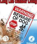 Dust and water-resistant 'Beware of Dog' warning sign with bold red and black lettering.