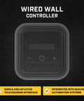 Wired wall controller for ShopFan 14 Ft HVLS Industrial Ceiling Fan featuring a touchscreen interface and integration options.