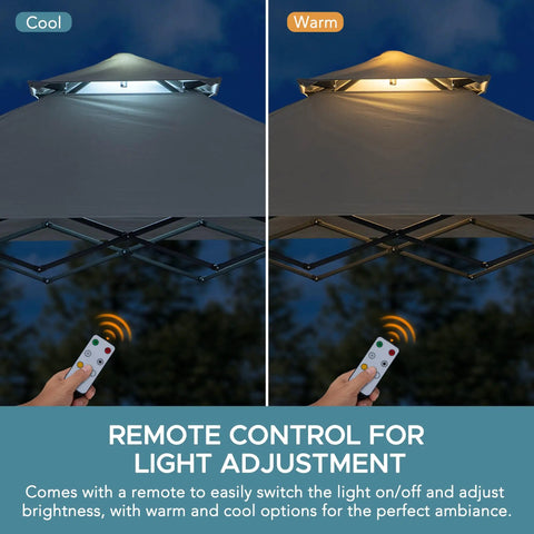 Remote control for LED light under 8 By 5 Foot Pop Up Grill Gazebo With Double Tier Standing Height Canopy Magnetic LED Light Adjustable Ceiling Height