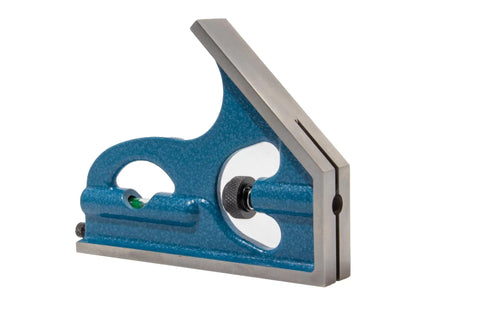 2-Piece 6-Inch Machinist Combination Square With Cast Iron Head 4R, Level Vial, And Scribe Tool, side view, Made In USA
