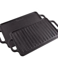 Two Burner Cast Iron Griddle, Reversible Grill Pan, 13 By 8.5 Inches, Ready To Use With Kosher Certified Non GMO Flaxseed Oil Seasoning