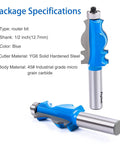 Pro Grade 2 Piece Architectural Molding Router Bit Set With One Half Inch Shank Fishtail Handrail Bits, tungsten body, blue finish