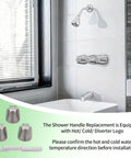 Three Piece Tub And Shower Handle Remodel Kit With Stem Set And Flange in Brushed Nickel installed on white tiled wall