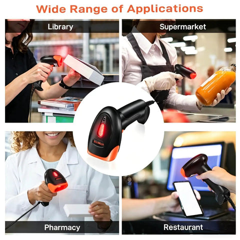 2D USB Wired Barcode Scanner With Plug And Play Setup For 1D And 2D Codes, Fast CCD Image Reading in various applications