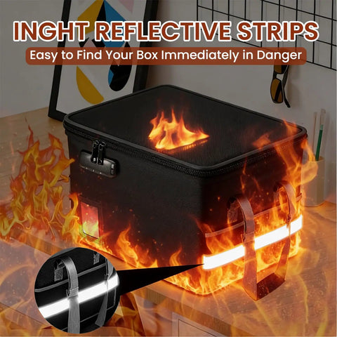 Ultra Durable 6400 Degrees Fahrenheit Fireproof Document Safe Box With Lock Portable File Organizer With Reflective Strips