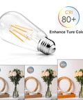 Vintage Style Retro Edison LED Filament Bulbs Pack Of 4 6W Equivalent To 60W Non Dimmable Warm White 2700K Clear Glass ST58