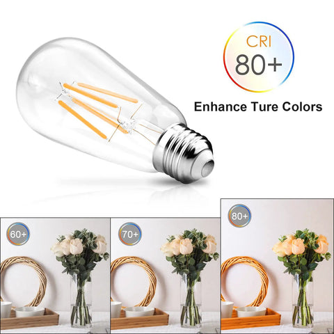 Vintage Style Retro Edison LED Filament Bulbs Pack Of 4 6W Equivalent To 60W Non Dimmable Warm White 2700K Clear Glass ST58