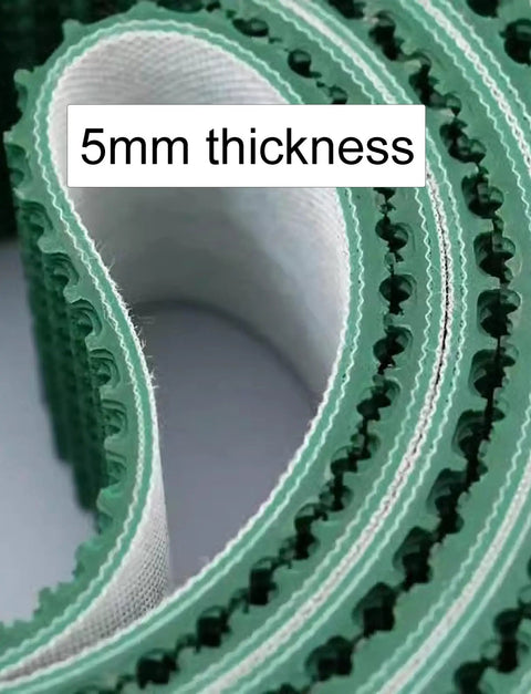 Close-up of 5mm thick PVC material on Industrial Drum Conveyor Belt For Assembly Lines, Heavy Duty Flat Belt For Commercial Production.