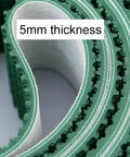 Close-up of Beefy PVC Drum Conveyor Belt for Heavy Duty Assembly Lines and Flat Belts, 5mm thick, 120x24cm, green material detail.