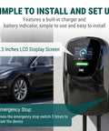 Level 2 Ev Charger 9.6Kw 40A 240V J1772 Nema 14-50P Etl Certified wall mount with 4.3 inch LCD display and charging indicator.