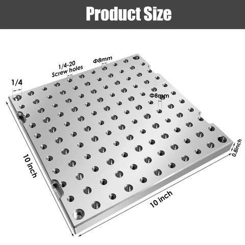 Heavy Duty 6061 Aluminum Tooling Plate 10X10 Inch Anodized CNC Jig Fixture Plate showing precise holes and dimensions.