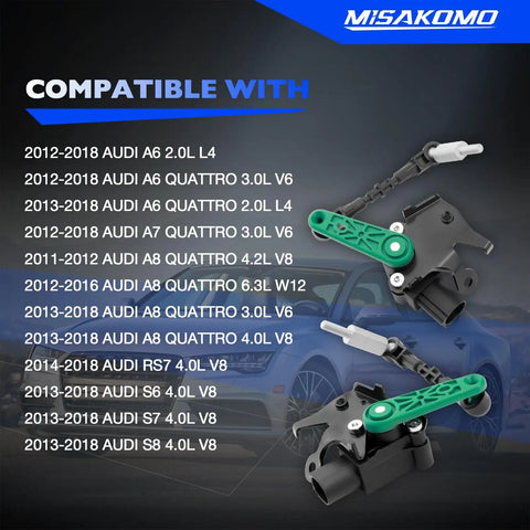 Audi Front Left And Right Air Suspension Height Sensor Set For A6 A7 A8 RS7 S6 S7 S8 2011 2018 Replace OE 4H0941285G 4H0941286G