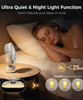 Compact Desk Fan On The Go Quiet Rechargeable Mini Fan With 4 Speeds LED Display And LED Light next to sleeping person