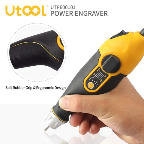 Heavy Duty Handheld Engraver Pen With 24 Watt Motor And Dead Simple Speed Dial for precise wood and metal marking with ergonomic grip.