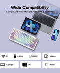 Wide compatibility showcase of Pro Rig Ready Tri Mode Mechanical Gaming Keyboard With A Massive 40Mm Precision Aluminum Volume Knob.