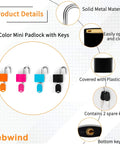 4 Pack Multicolor Keyed Padlocks For Suitcases And Luggage With Two Distinct Keys; Plastic Covered Copper Keyed Padlocks overview