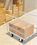 Heavy Duty Platform Truck Cart With Rock Solid Steel Deck And Smooth Roll Casters Built To Shift Two Thousand Pounds Like A Pro, loaded with boxes.