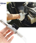 5401 Stainless Steel Oil Drain Valve With One Quarter Turn And Hose in use on small engine, showing easy installation and clean drainage.