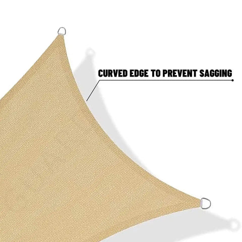 Sun Shade Sail 10x13 Ft Rectangle For Backyard Patio And Garden Blocks Up To 95 Percent UV Breathable Cooling Shade For Deck Yard And Outdoor Spaces Great For Patio Party Custom Size Available showing corner detail with curved edge.