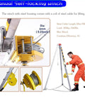Tough As Nails Heavy Hitter Manual Emergency Rescue Tripod Winch 2600 Lbs Capacity with steel cable and winch detail.