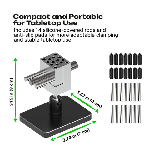 Totally Portable Nifty Mini Table Vise With Quick Swap Clamp, Super Compact Bench Vice for stable tabletop use and adaptable clamping.
