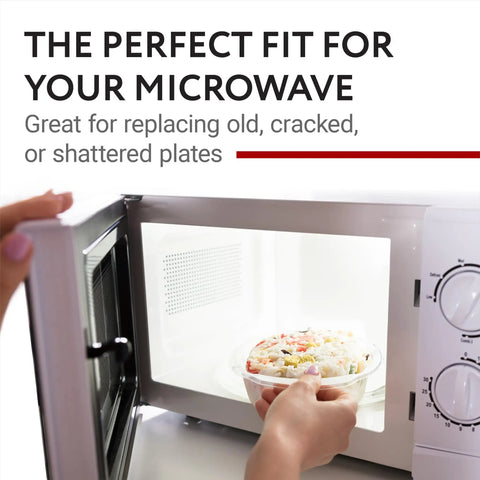 11.25 Inch Microwave Glass Plate Replacement For GE And Samsung Microwaves being placed in microwave