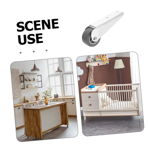 Heavy Duty Rock Solid Sliding Door Caster Wheel With Galvanized Steel Pulley For Barn And Wardrobe Tracks Featuring Dead Quiet Rollers And No Hassle Installation displayed on furniture.