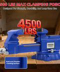 Heavy Duty 6 Inch Bench Vise With Jaw Pads and Anvil for Woodworking Drilling and Pipe Cutting 360 Degree Swivel Base