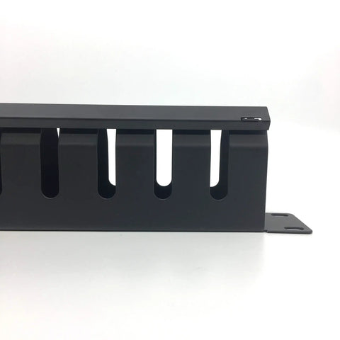 Two Pack Heavy Duty All Metal 1U 19 Inch Cable Manager With 12 Big Slots Horizontal Rack Mount Wire Organizer with cover
