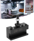 Universal Tool Post 250-001 for Metal Lathe Machining, Compact CNC Fixture for Precise Lathe Ops, High Hardness Treated Parts, Smooth Assembly, Quick Adjustments for Your Daily Shop Tasks, black metal tool post shown with CNC lathe setup