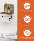 Rustic Farmhouse Toilet Paper Holder With Shelf For Wipes Wall Mounted Brown Wood With Weathered Wood And Galvanized Metal Durable