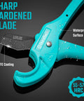 PEX Pipe Cutter For 1/8 To 1 Inch PEX And Rubber Hoses with PTFE Coated Sharp Blade and Heavy Duty Aluminum Handle, side view