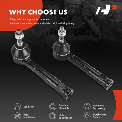 Front Outer Tie Rod End for Jeep Compass and Renegade, Fiat 500X, Replacement Steering Rod for Driver and Passenger Side, Front Left and Right, High Quality Suspension Linkage, Easy Install, Durable Fit, two black steering linkage parts