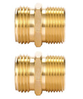Brass Garden Hose Adapter 3/4 GHT To 3/4 NPT Male Connector Two Pack shown in front view
