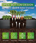 Raised Garden Bed Kit 6x3x1 Ft Metal Planter Boxes Outdoor With No Fuss Easy Assembly showing open-bottom design with vegetables.