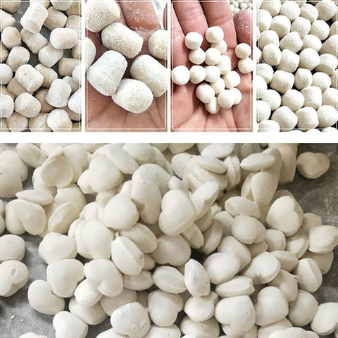 Dough portions created with Pro Grade Dough Divider Cutter Machine 1g To 300g, Compact Tabletop Stainless Steel, 14 Dies, Adjustable Speed