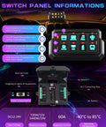 Wireless Switch Panel 12V 8 Gang With Remote Control, RGB features and specifications displayed on screen