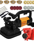 Heavy Duty Variable Speed Concrete Sander With Four Head Interlocking Extension Rods For Marble And Cement Polishing Industrial Grade Floor Grinder With Dust Proof Side Cover For 90 Degree Wall Grinding 220V Vacuum Ready