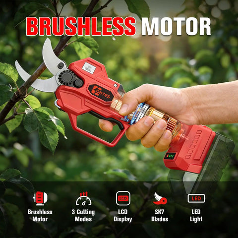 Heavy Duty Cordless Pruning Shears With 1.6 Inch Cut Compatible With Milwaukee 18v Packs featuring tough SK7 blades and brushless motor.