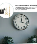 DIY Wall Clock Kit With Battery Powered Quartz Movement, hands, mechanism, installed on gray wall with plants below