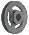 Heavy Duty V Belt Sheave Fifteen Sixteen Bore 5.95 Inch OD Single Groove Web Cast Iron Bored To Size For 3L Or B Belts Includes Keyway And Hollow Head Set Screws Durable Drive Wheel For Tough Machinery, side view