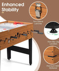 Premium 3 In 1 Game Table Combining Foosball Billiards And Slide Hockey features stable non-slip leg levelers and firm metal latches.