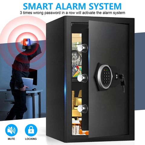 Massive 3.4 Cu Ft Home Safe Water Resistant And Fireproof With Digital Lock open showing valuables inside.