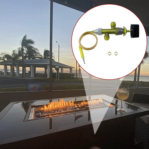 Low Pressure LPG Propane Gas Fireplace Fire Pit Flame Failure Safety Control Valve Kit with Three Eighth Inch Male Flare Swivel
