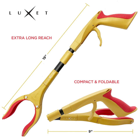 Heavy Duty Long Reach Reacher Tool With Foldable 19 Inch Pick Up Stick Go-To Grabber For Trash Cleanup Remote Retrieval Small Item Pickup Elderly Mobility Aid For Wheelchairs