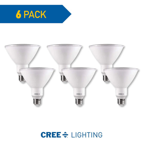 Six PAR38 Weatherproof Outdoor LED Flood Light Bulb 150W Equivalent, 40 Degree Beam, Bright White 3000K, 1500 Lumens