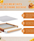 All In One Beehive Parts Kit For 10 Frame Hives With Screened Bottom Board, Entrance Reducer, And Metal Queen Excluder For Easy Beekeeping
