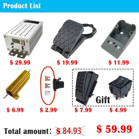 Soft Start Soft Stop DC Motor Speed Controller Kit With Variable Pedal Braking Resistor And Fuse For Power Wheels Upgrades And Ride On Toys PWM 2 0B Compatible Module Plug And Play components display.