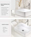 Rectangle Vessel Sink And Faucet Combo For Modern Bathrooms White Above Counter Basin 19 x 15 Inch with Nickel Faucet